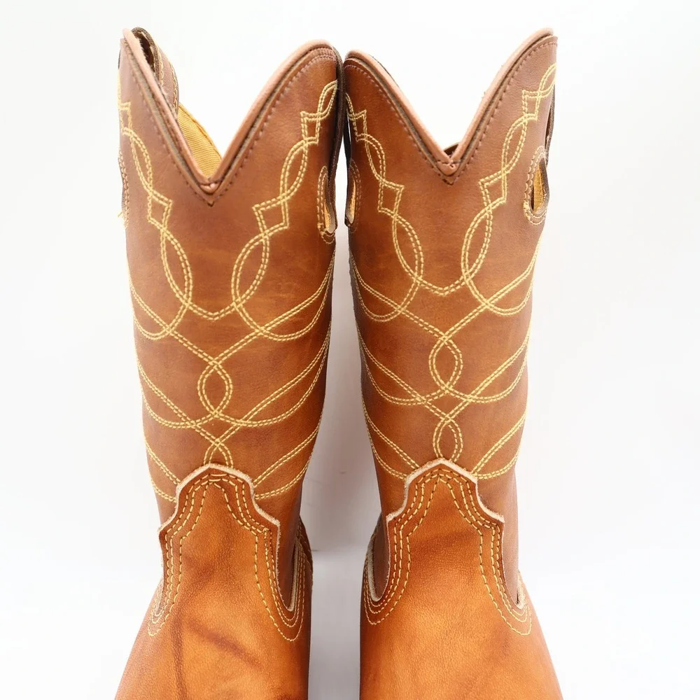 Acme Vintage Cowboy Boots Kids 3.5 D Russet Driftwood Leather New In Box